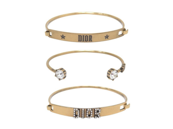  bracelet dior logo cd perles strass en metal dore