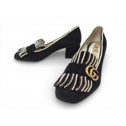 NEUF CHAUSSURES GUCCI 501002 DOUBLE G MARMONT CRISTAUX 42 DAIM NOIR SHOES 950€