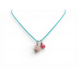 NEUF COLLIER DODO POMELLATO PENDENTIFS CHARMS COCCINELLE ET TREFLE OR 9CT 460€