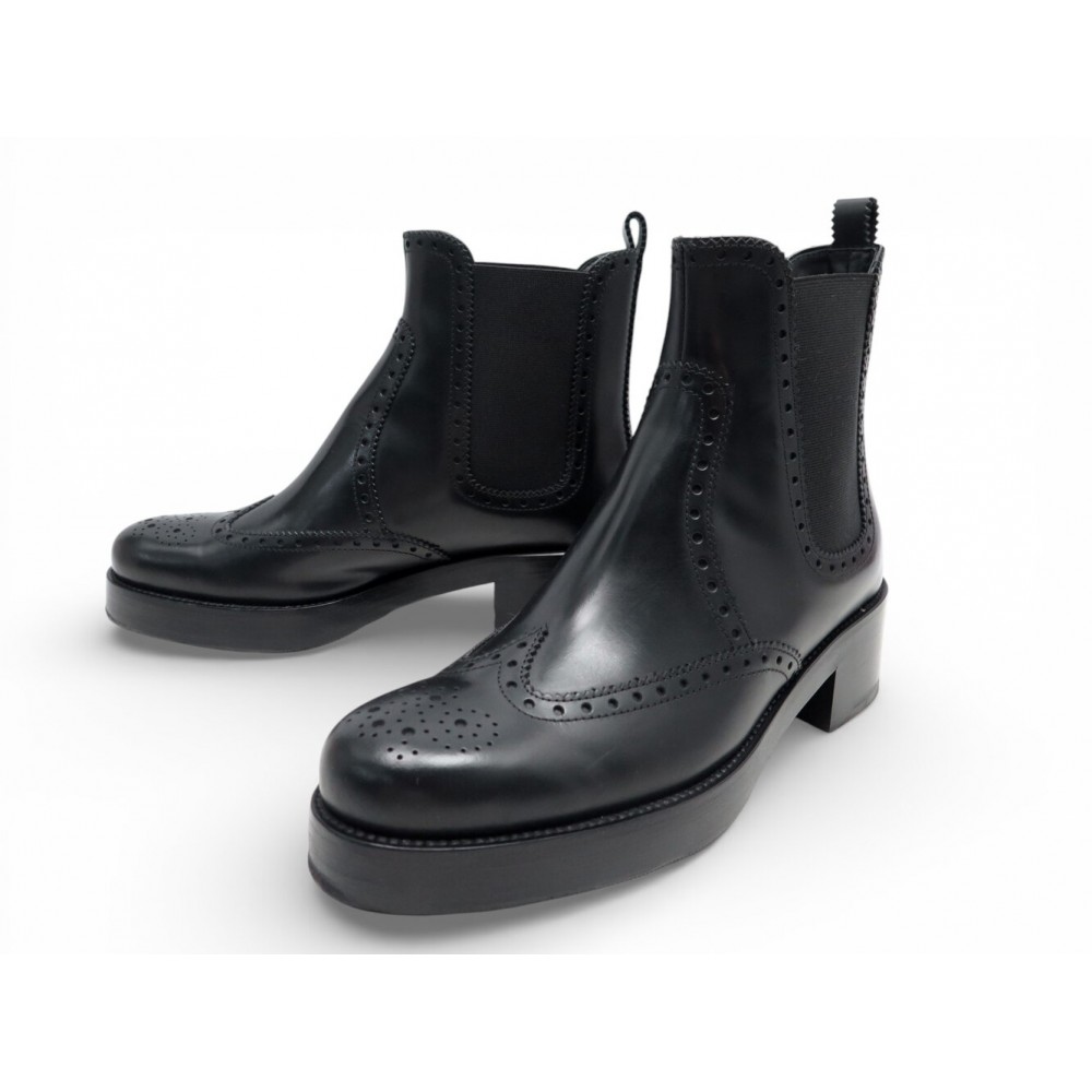NEUF CHAUSSURES BOTTINES HERMES HILL H232039ZV02370 36 EN CUIR NOIR BOOTS 1350€