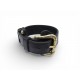 VINTAGE BRACELET LOUIS VUITTON TEDA 18.5 CM CUIR NOIR BLACK LEATHER BANGLE 560€