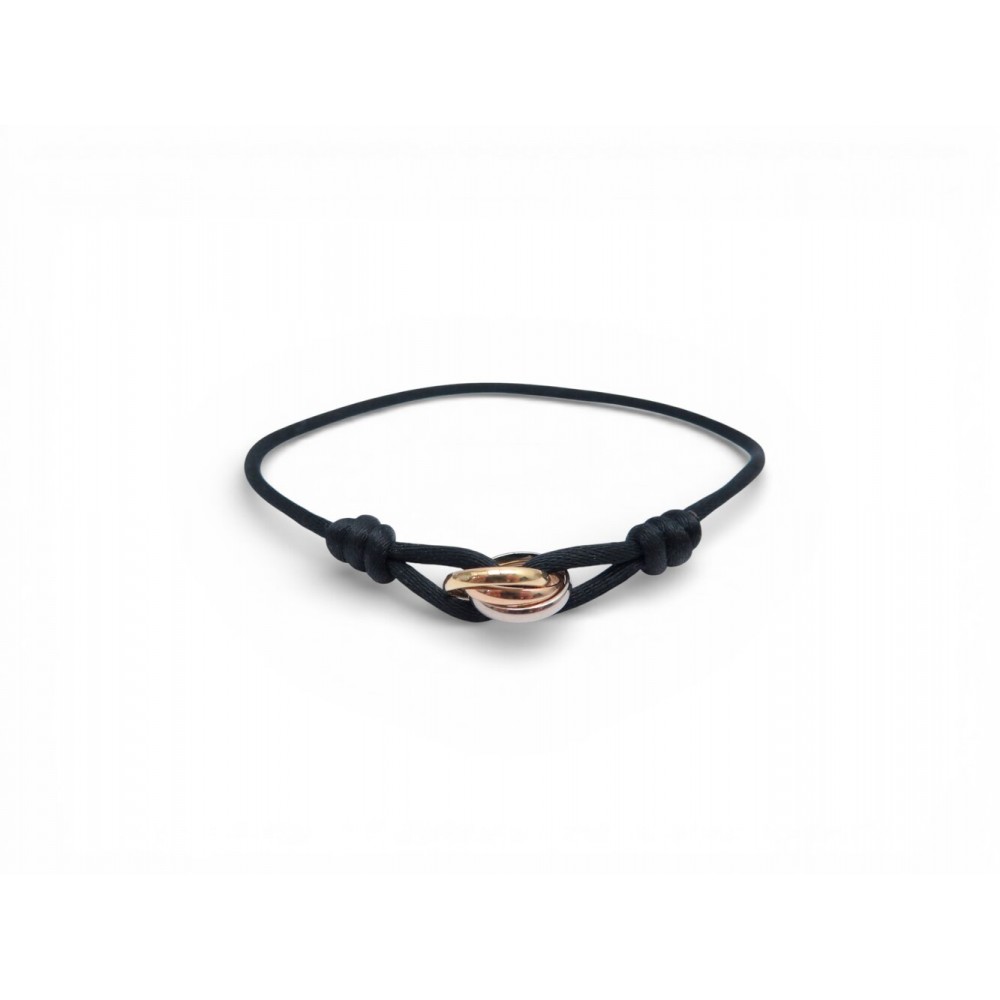 NEUF BRACELET CARTIER TRINTY 3 ORS 18K B6016700 CORDON NOIR 17 CM BANGLE 1080€