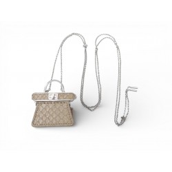 NEUF BIJOU DE SAC FENDI PEEKABOO ISEEU MINIATURE CUIR PYTHON COLLIER CHARM 790€