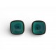 VINTAGE BOUCLES D'OREILLES YVES SAINT LAURENT CARRE CABOCHON TURQUOISE GRIPOIX