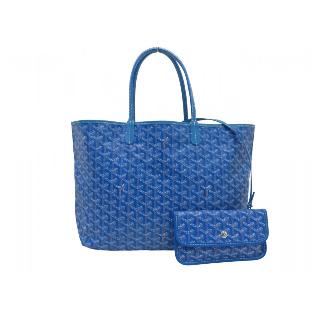 NEUF SAC A MAIN GOYARD SAINT LOUIS PM EN TOILE GOYARDINE BLEUE POCHETTE TOTE BAG