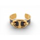 BRACELET HERMES CHAINE D'ANCRE T15 EN METAL DORE & CUIR LEZARD BLEU MARINE 690€