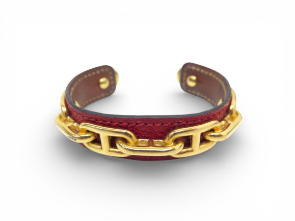 bracelet hermes maillons chaine d'ancre 16 cuir lezard