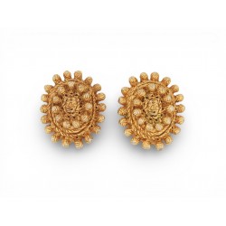 VINTAGE BOUCLES D'OREILLES CHRISTIAN LACROIX EFFET POMPON CLIPS METAL EARRINGS