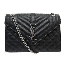 SAC A MAIN SAINT LAURENT ENVELOPPE MEDIUM 600185 CUIR BANDOULIERE ARGENT 2500€
