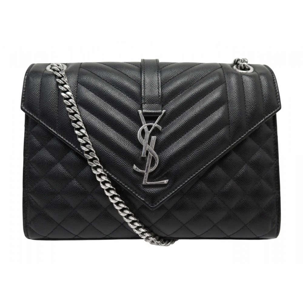 SAC A MAIN SAINT LAURENT ENVELOPPE MEDIUM 600185 CUIR BANDOULIERE ARGENT 2500€