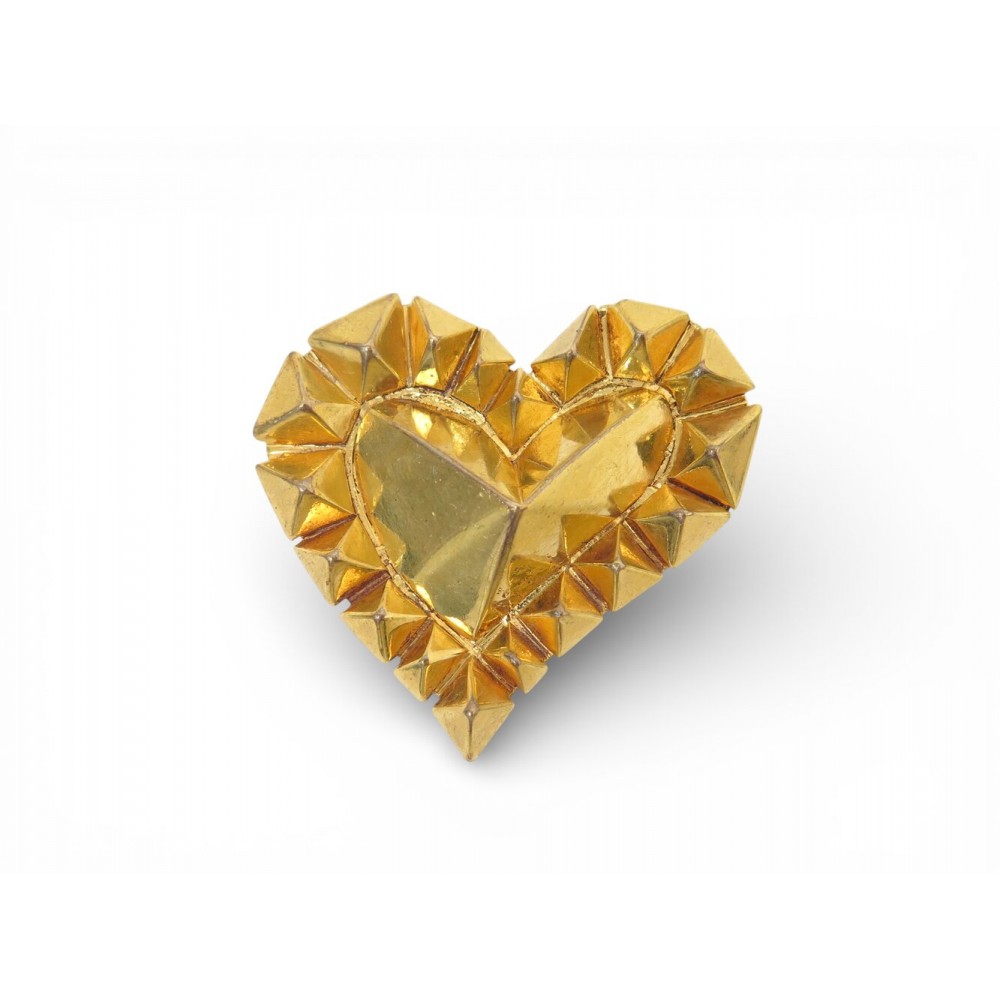 RARE VINTAGE BROCHE CHRISTIAN LACROIX COEUR PENDENTIF DORE GOLDEN HEART BROOCH