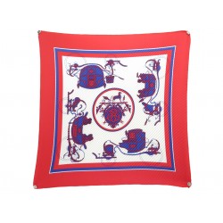 VINTAGE FOULARD HERMES EX LIBRIS GRYGKAR CARRE PLISSE SOIE ROUGE SILK SCARF 580€