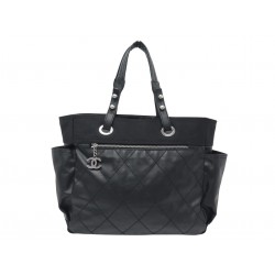 SAC A MAIN CHANEL BIARRITZ GM CABAS TOILE NOIRE MATELASSEE TOTE HAND BAG 2550€