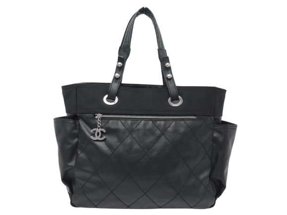 sac a main chanel biarritz gm cabas toile noire