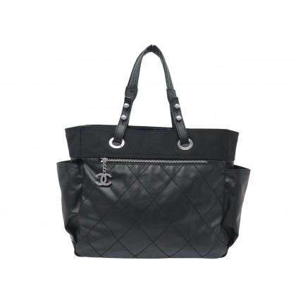 SAC A MAIN CHANEL BIARRITZ GM CABAS TOILE NOIRE MATELASSEE TOTE HAND BAG 2550€