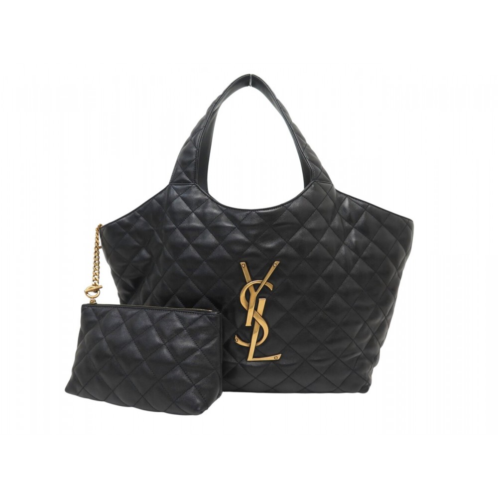 NEUF SAC A MAIN SAINT LAURENT ICARE MEDIUM 858191 CUIR MATELASSE NOIR BAG 3900€