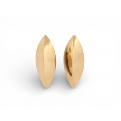 VINTAGE BOUCLES D'OREILLES YVES SAINT LAURENT PUCES FEUILLE METAL DOREE EARRINGS