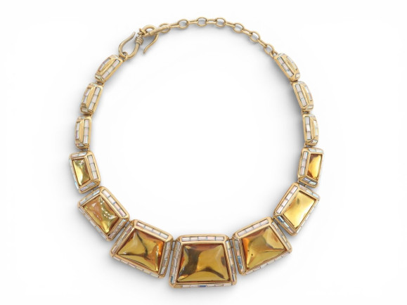 collier yves saint laurent cabochon jaune et