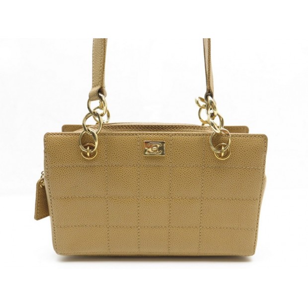 SAC A MAIN CHANEL PORTE EPAULE EN CUIR CAVIAR GRAINE CAMEL HAND BAG PURSE 32€