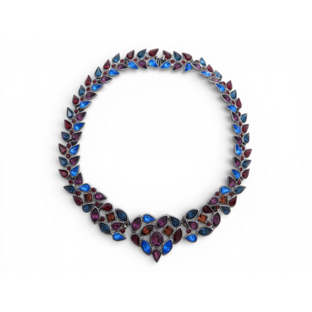 VINTAGE NEUF COLLIER YVES SAINT LAURENT GOOSSENS PIERRES MULTICOLORES NECKLACE