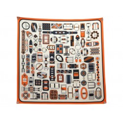 NEUF FOULARD HERMES CARRE EN BOUCLES CARRE 90 VIRGINIE JAMIN EN SOIE SCARF 580€