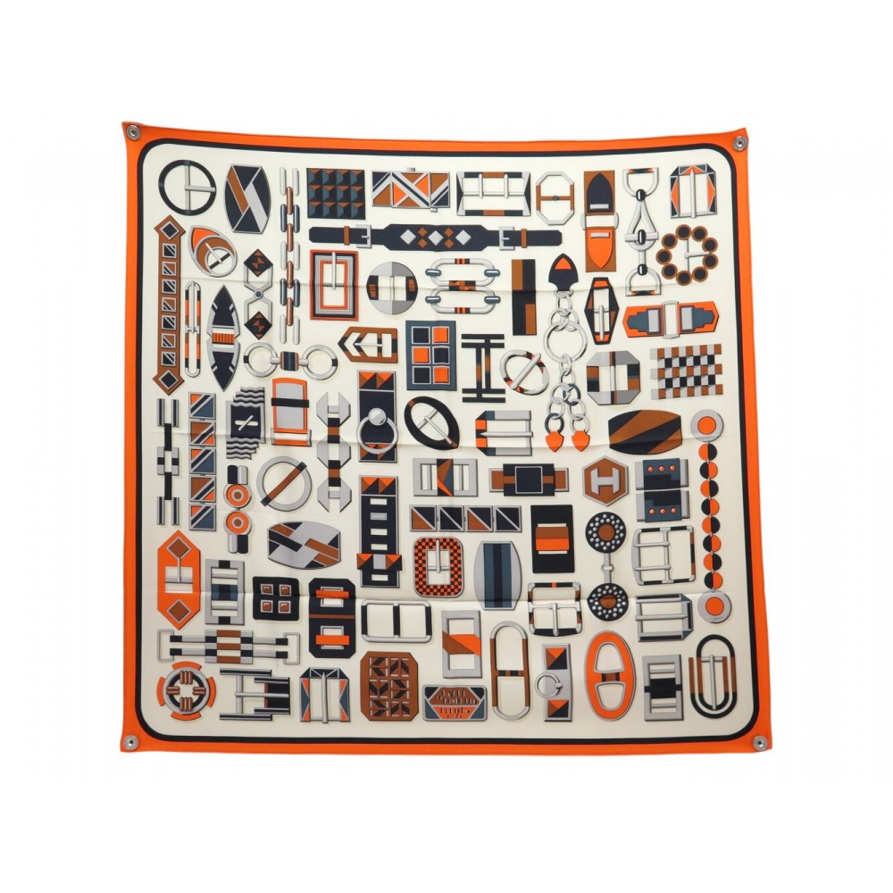 NEUF FOULARD HERMES CARRE EN BOUCLES CARRE 90 VIRGINIE JAMIN EN SOIE SCARF 580€