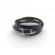 NEUF BRACELET HERMES BEHAPI TRIPLE TOUR 20.8 CM EN CUIR SWIFT BLEU BANGLE 410€