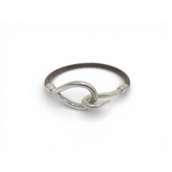 BRACELET HERMES JUMBO PALLADIE EN CUIR MARRON 16 CM LEATHER JEWEL BANGLE 385€