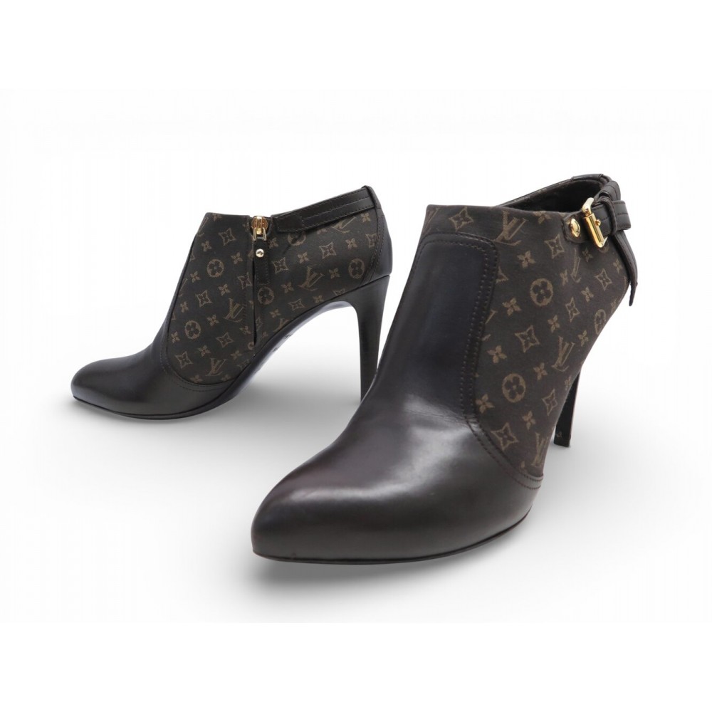 CHAUSSURES BOTTINES LOUIS VUITTON ANKLE BOOTS MONOGRAM MINI LIN 39.5 SHOES 1440€