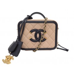 NEUF SAC A MAIN CHANEL VANITY LOGO CC CHAINE CUIR CAVIAR BANDOULIERE BAG 6000€