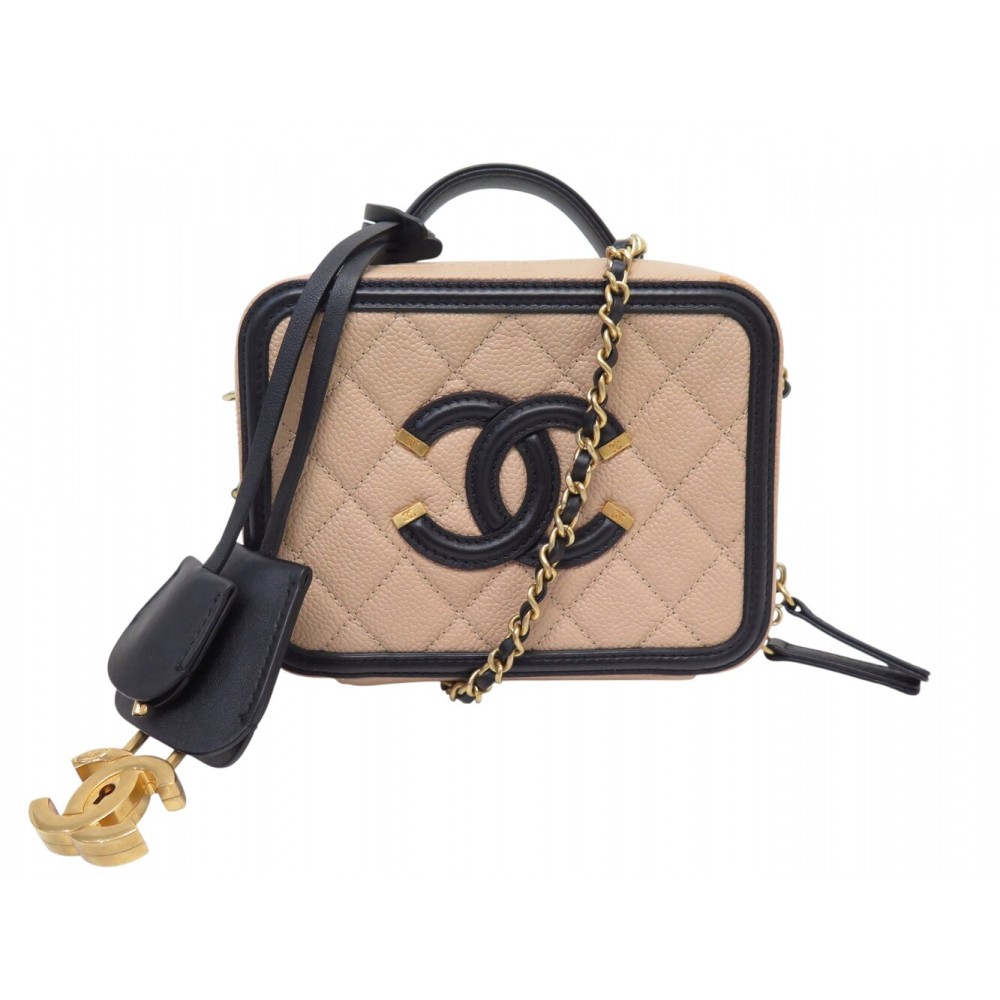 NEUF SAC A MAIN CHANEL VANITY LOGO CC CHAINE CUIR CAVIAR BANDOULIERE BAG 6000€
