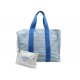 SAC A MAIN DE PLAGE HERMES CABAS 60 CM TOILE BLEUE AVEC POCHETTE BEACH TOTE BAG