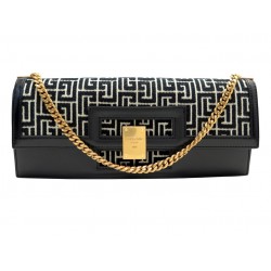 NEUF SAC A MAIN BALMAIN 1945 POCHETTE ALLONGEE TOILE JACQUARD BICOLORE BAG 2800€