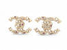  boucles d'oreilles chanel logo cc perles strass
