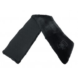 ECHARPE CHANEL MOTIF CAMELIA 22 X 120 CM EN FOURRURE LAPIN NOIRE BLACK FUR SCARF