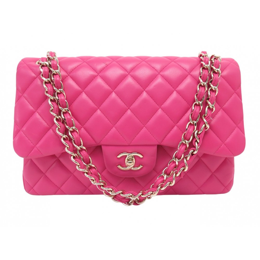 SAC A MAIN CHANEL TIMELESS GRAND CLASSIC JUMBO CUIR MATELASSE FUSHIA BAG 11100€