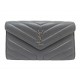 PORTEFEUILLE SAINT LAURENT LOULOU 504925 EN CUIR MATELASSE Y GRIS WALLET 890€