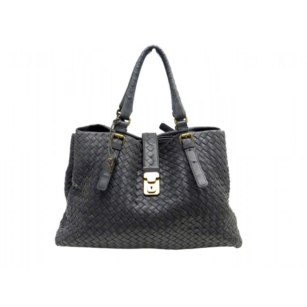 SAC A MAIN BOTTEGA VENETA ROMA MEDIUM 171265 EN CUIR TRESSE GRIS HAND BAG 3500€