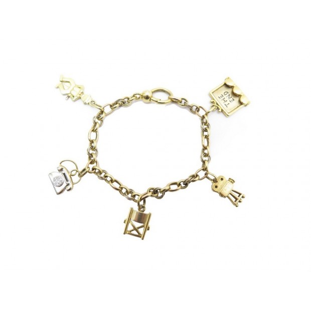 BRACELET POMELLATO EN OR JAUNE 18K 45.7 GR CHARMS THEME DU CINEMA DIAMANTS GOLD