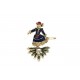 VINTAGE BROCHE HERMES PATINEUSE EN METAL DORE ET EMAIL ENAMEL BROOCH