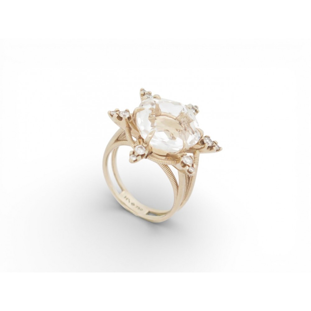 NEUF BAGUE H. STERN GRAVITY 21A1Q.50 T55 CRISTAL DIAMANT OR JAUNE 18K RING 5800€