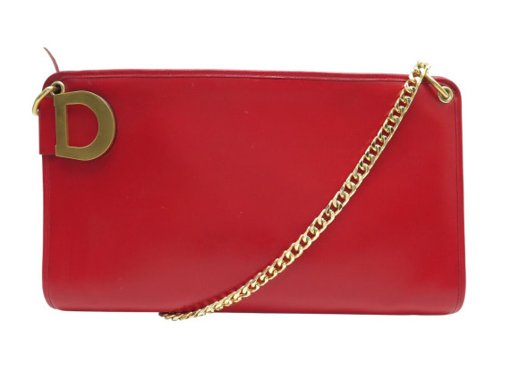 sac a main christian dior logo d en cuir rouge