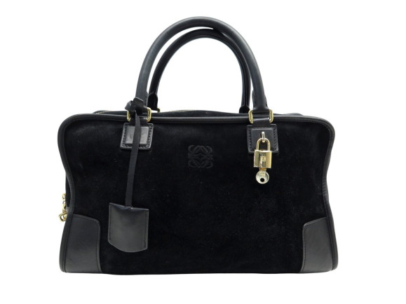sac a main loewe amazona 35 en daim noir cuir suede