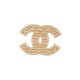 NEUF BROCHE CHANEL LOGO CC MATELASSE EN METAL DORE & STRASS GOLDEN BROOCH 700€