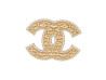 broche chanel logo cc matelasse en metal dore