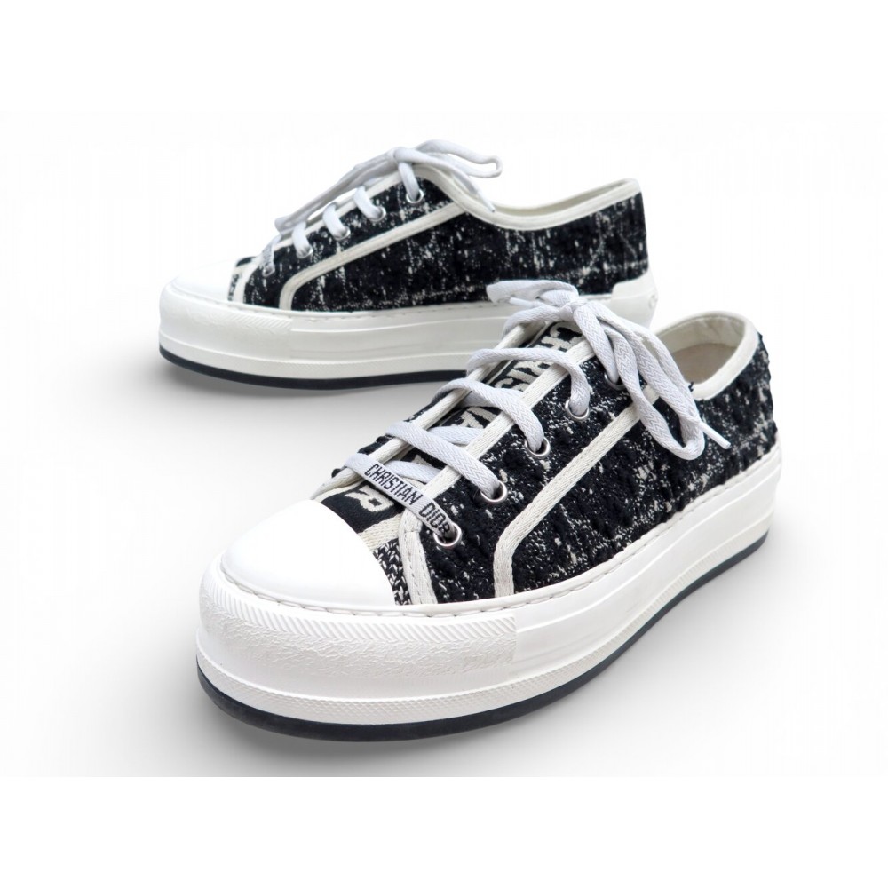 CHAUSSURES BASKETS WALK'N DIOR KCK386CTW 38.5 TWEED CANNAGE SNEAKERS SHOES 950€