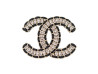 broche chanel logo cc strass et cuir entrelace