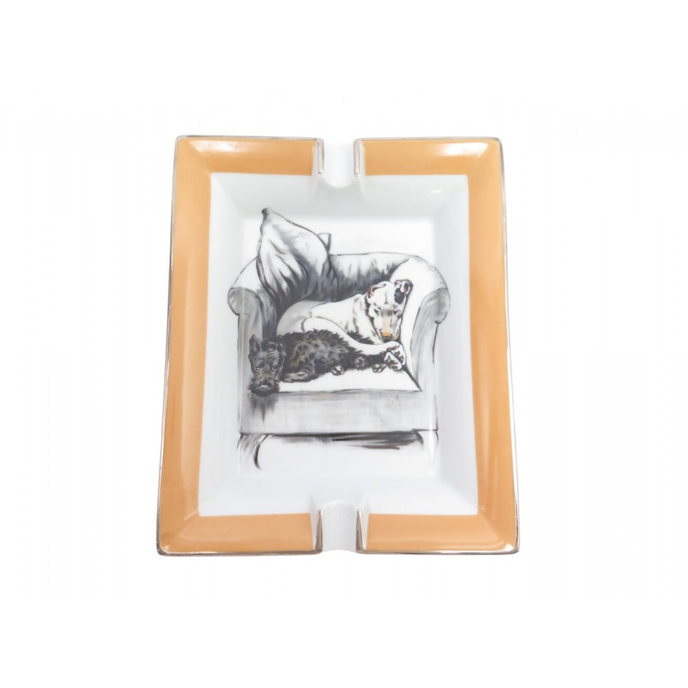 VINTAGE CENDRIER HERMES WEIGHT WILL TELL DECOR 2 CHIENS VIDE POCHE ASHTRAY 645€