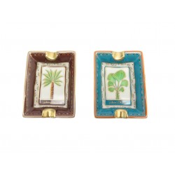 NEUF SET DE 2 MINIS CENDRIERS PALMIERS PHOENIX & HAWAI PORCELAINE ASHTRAY 500€