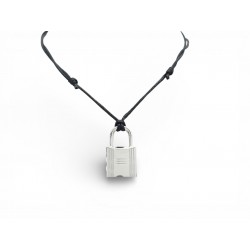 NEUF COLLIER HERMES O'KELLY PENDENTIF CADENAS CORDON NOIR REGLABLE NECKLACE 380€